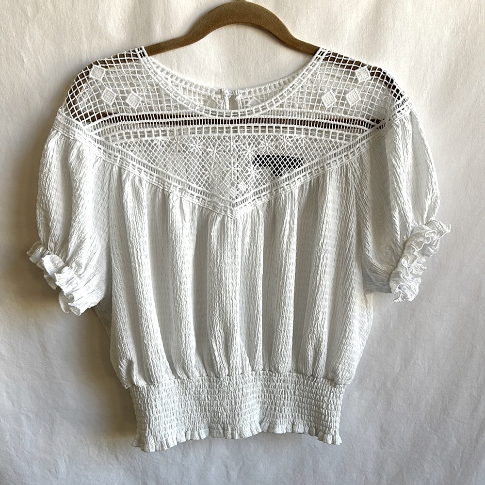 Ava Rose white lace crop top, size L